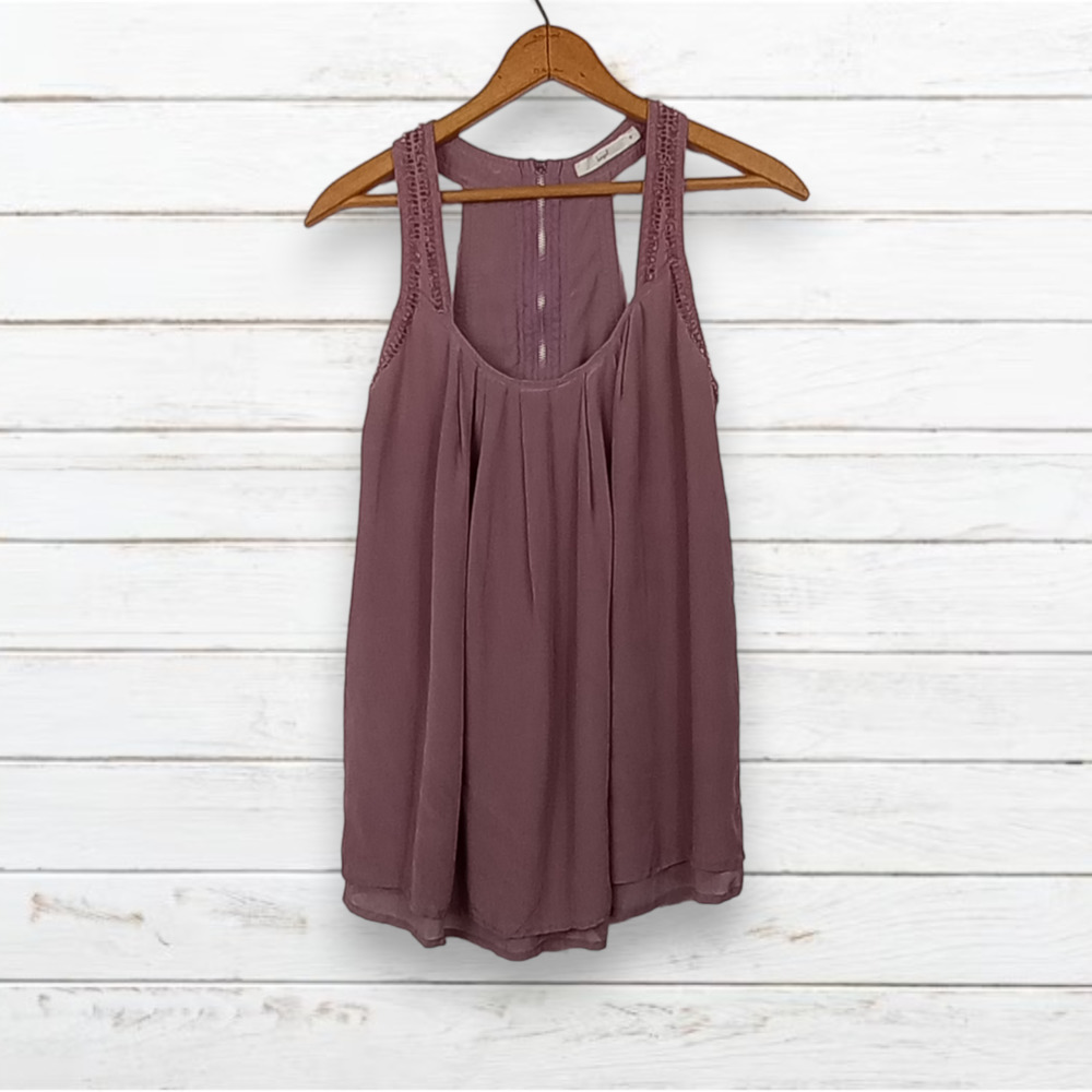 Hazel Women's Purple Beaded Embellished Sleeveless Top Size Small‎